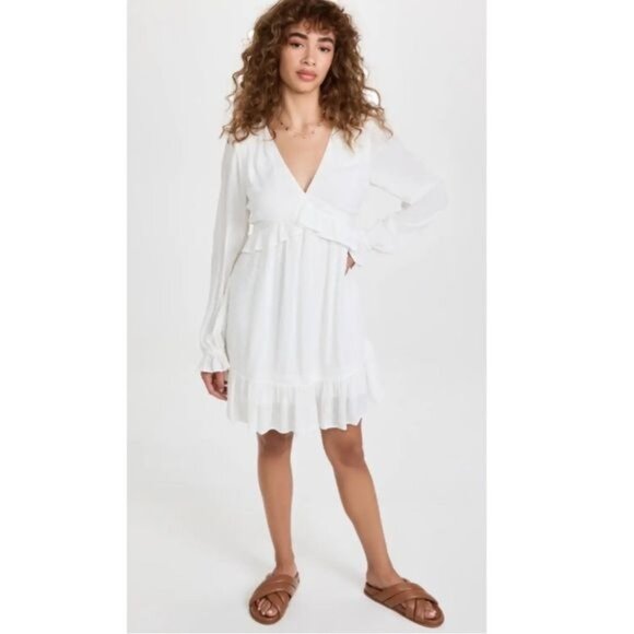 PAIGE  Odelise Long Sleeve Mini Dress in White Size S - Picture 3 of 12